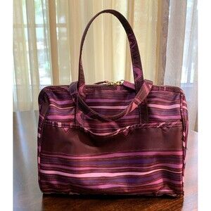 Sonia Kashuk Makeup Cosmetics Bag Purple Striped Zigzag Chevron Zipper Handle